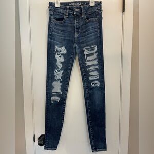 American Eagle Size 2 Fully Patched Hi Rise Jeggings